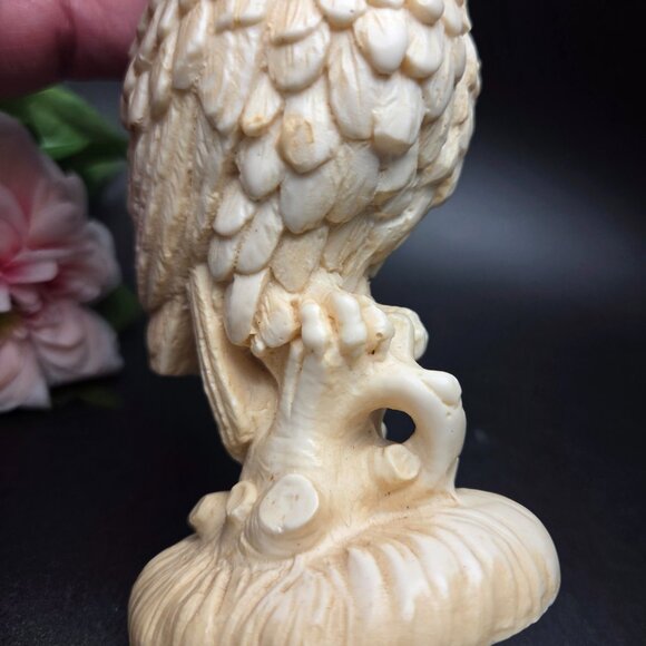 Vintage Italian Owl Sculpture "A Santini" Resin Owl Classic Figure - Picture 11 of 13